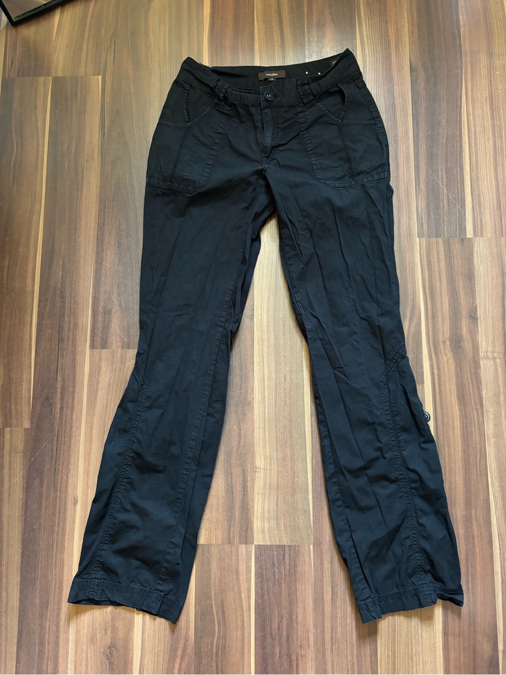 Casual Straight-Leg Cargo Trousers in Black